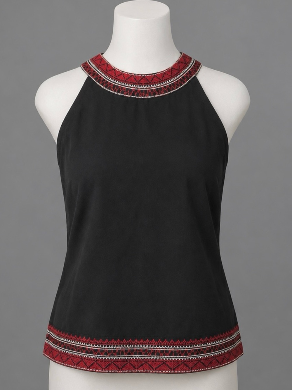 Black Egyptian Lined Dressy Sleeveless Evening Top